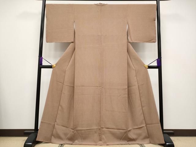 平和屋着物□極上 江戸小紋 角通し 柿渋色×白橡色 逸品 未使用