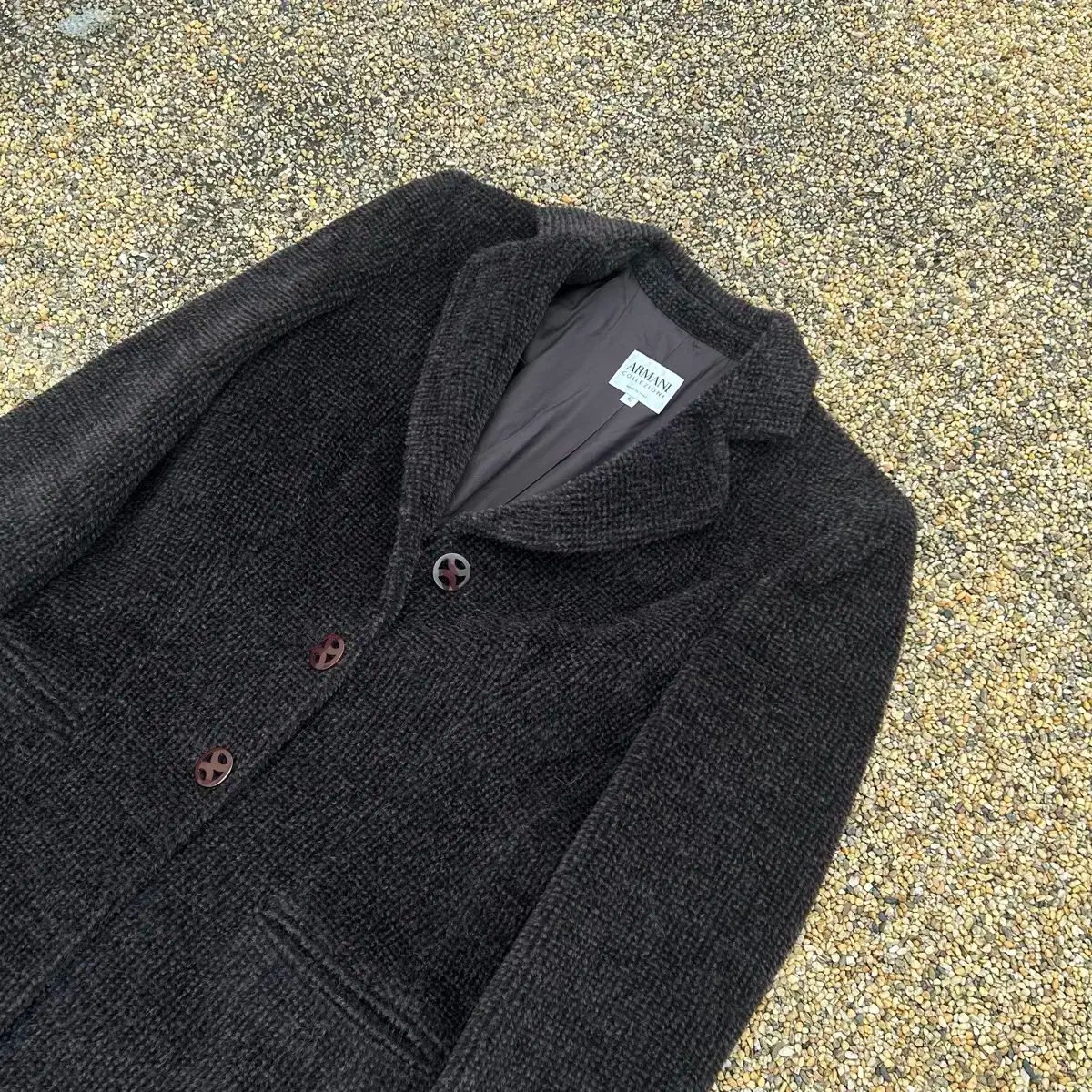 ARMANI アルマーニ コレツィオーニ 黒 ロング ウール コート