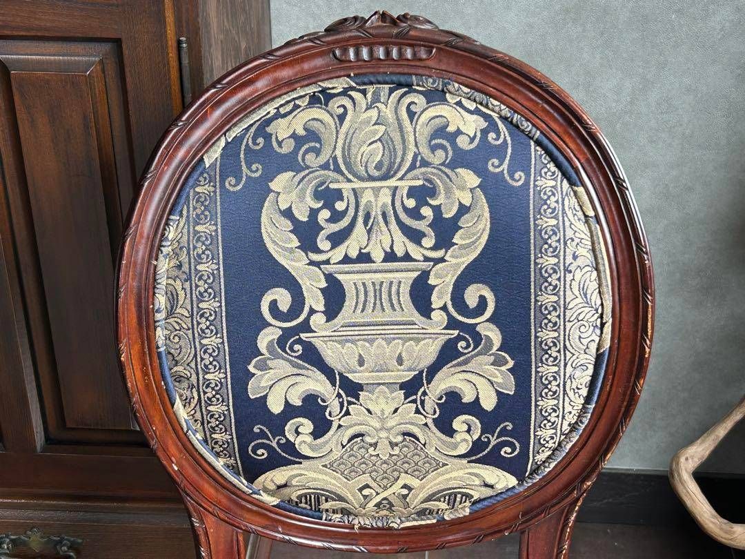 クラシック　ロココ　猫脚　木彫　ストライプ　アンティーク　ヴィンテージ　nZ クラシック ロココ 猫脚 木彫 ストライプ アンティーク