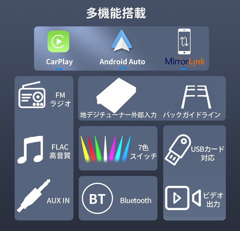 カーオーディオN07L2ラジオ2DIN Bluetooth付きcarplay付き