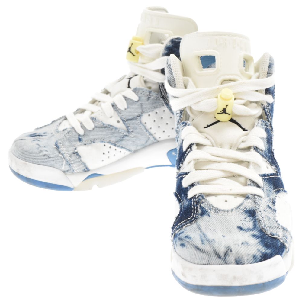 NIKE ナイキ AIR JORDAN 6 RETRO GS Washed Denim エアジョーダン6 レトロハイ ウォッシュドデニム ハイカットスニーカー US3.5Y/22.5cm ブルー DM9045-100 キッズ253センチワイズ