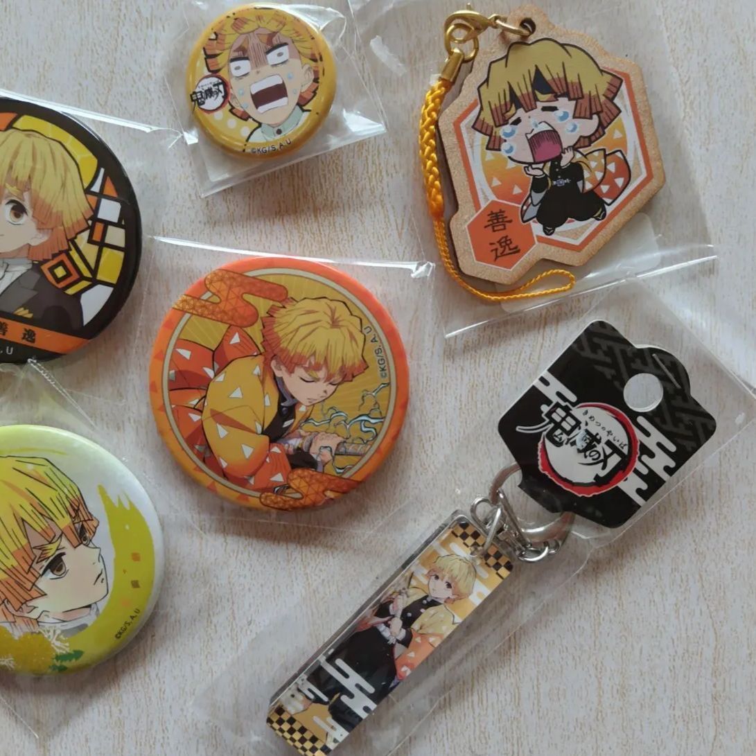 我妻善逸 缶バッジ セット 鬼滅の刃 我妻善逸 缶バッジ＆キーホルダーセット - メルカリ