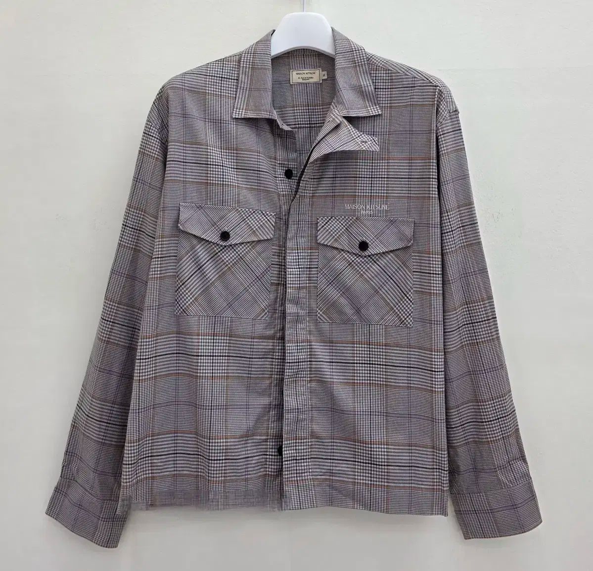 Maison Kitsuné メゾンキツネ シャツ 長袖 チェック グレー XL Size