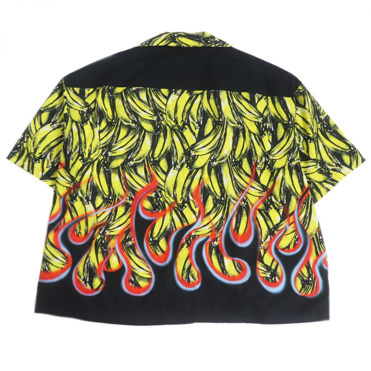 美品□18AW PRADA/プラダ UCS321 バナナ フレイム 総柄 半袖 開襟 