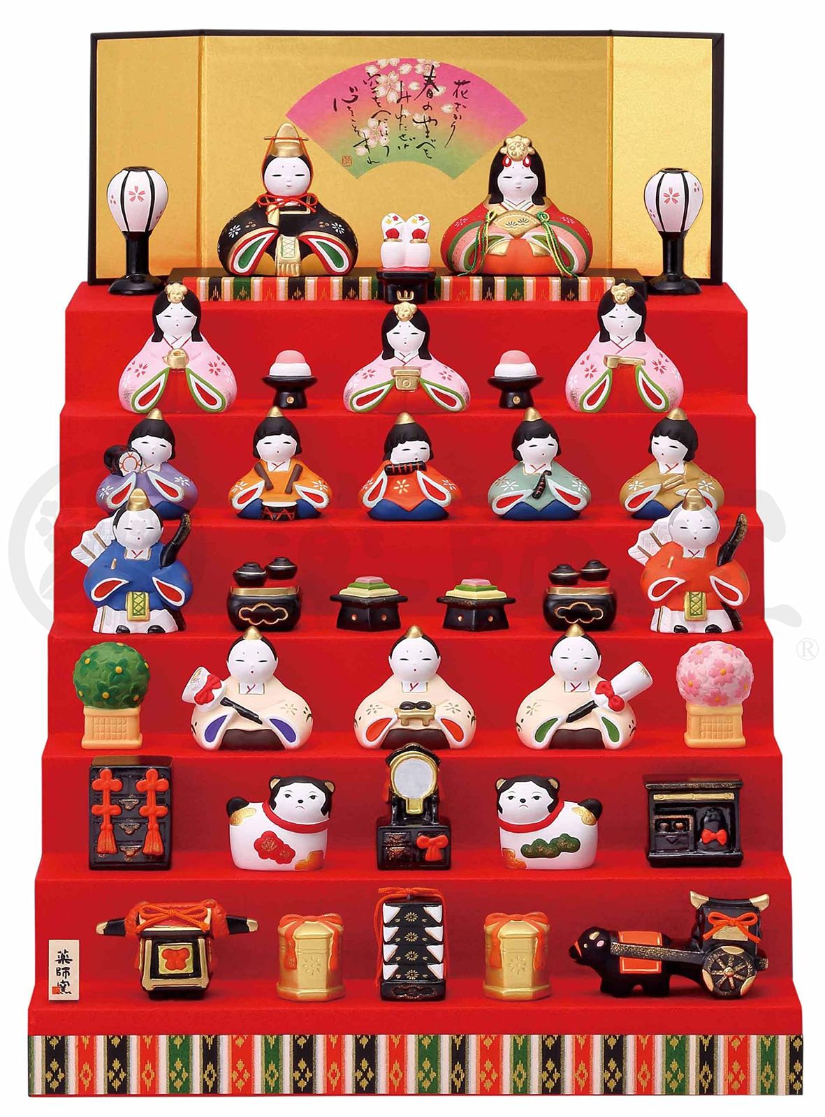 薬師窯 yakushigama 桃の節句 ひな人形 錦彩 華みやび 雛 七段飾り 錦彩 華みやび 雛 七段飾り ひな人形