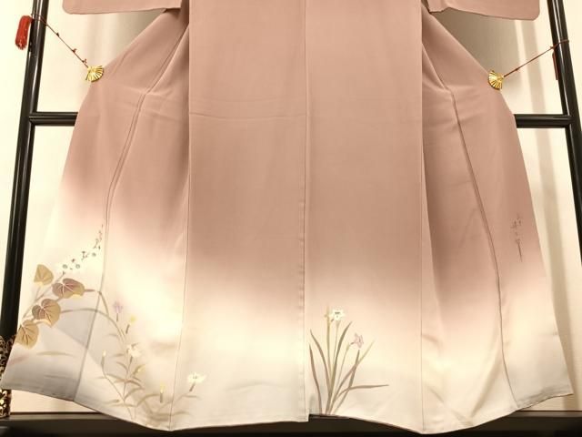 平和屋着物○二代目清次郎 手描き 訪問着 手描き 草花文 暈し染め 正絹