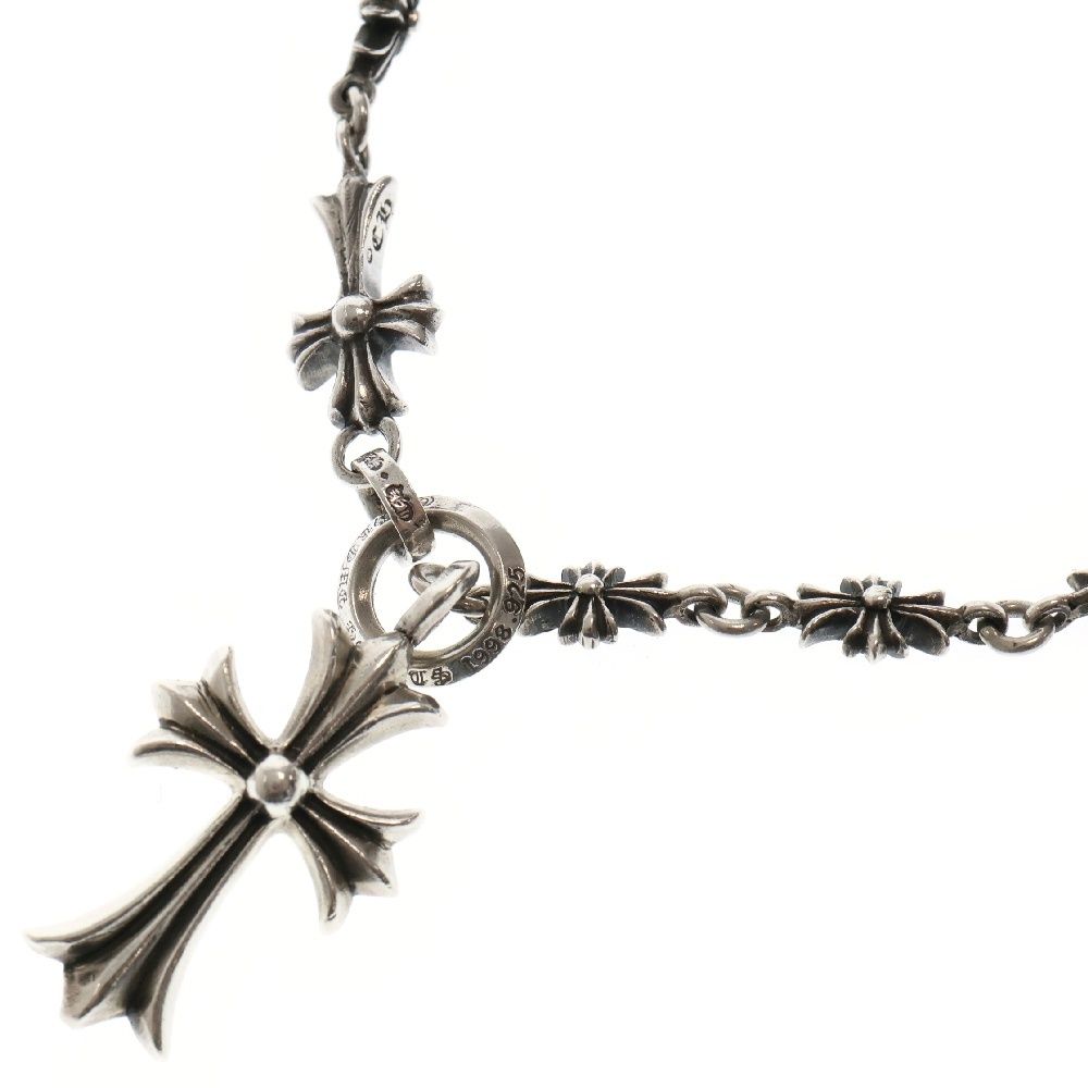 CHROME HEARTS (クロムハーツ) CHKE CHN TNYE W CH CRS チョークチェーン ロザリオ ネックレス 24inch シルバー