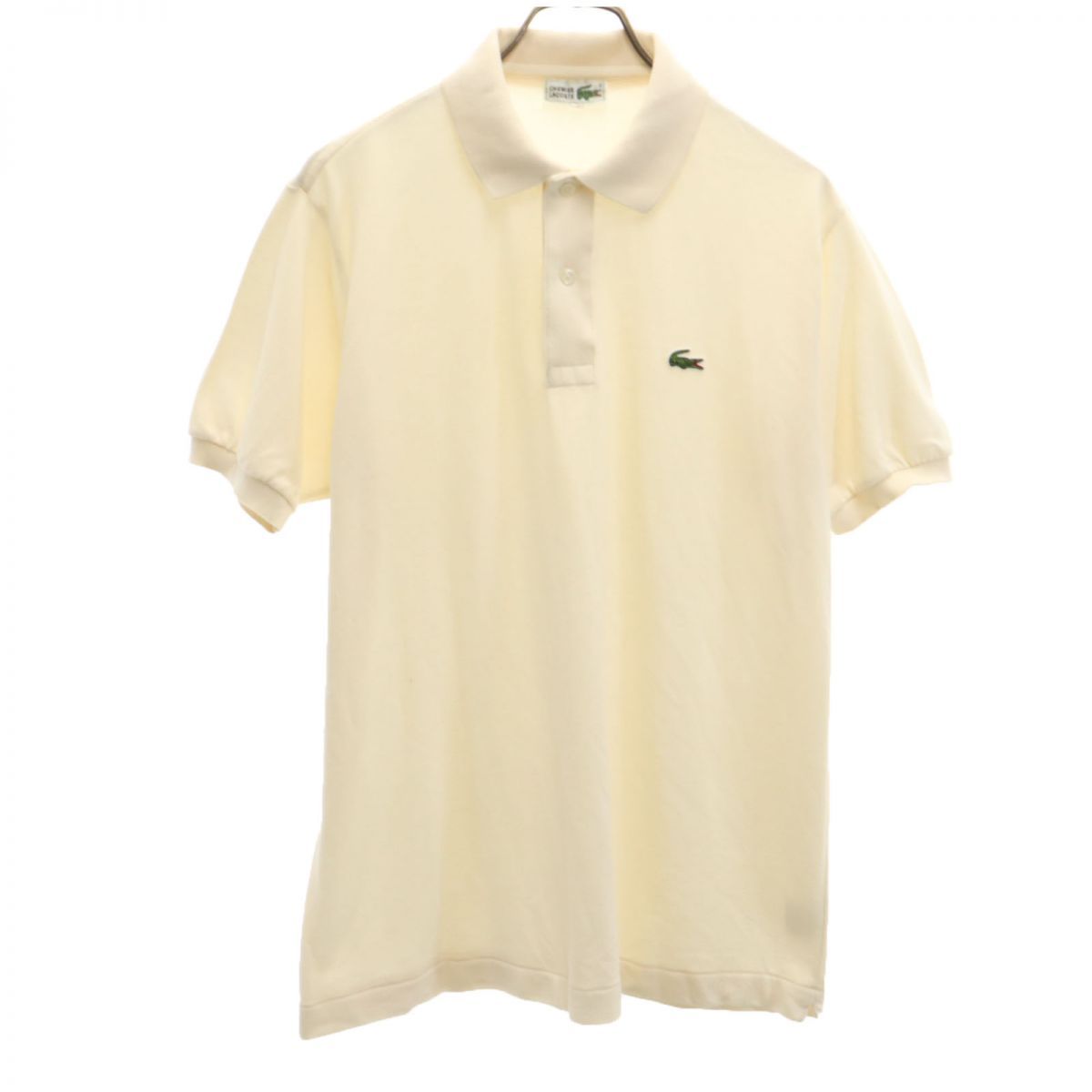 シュミーズラコステ 半袖 ポロシャツ 5 クリーム色 CHEMISE LACOSTE 鹿の子地 メンズ 古着 【240327】 メール便可