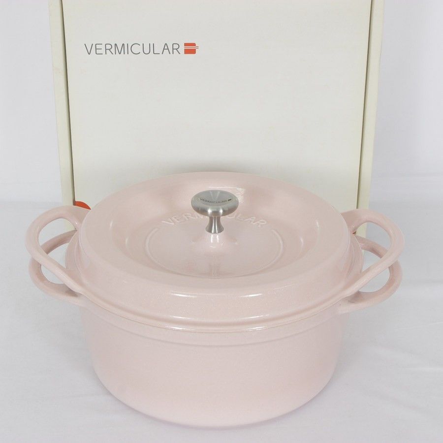 美品】バーミキュラ オーブンポットラウンド 22cm PNK22R パール 美品】バーミキュラ オーブンポットラウンド 22cm PNK22R パール