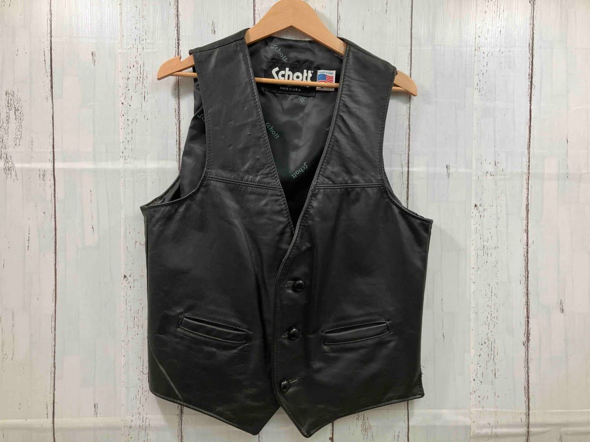 SCHOTT ショット ベスト レザー 革製品 アメリカ製 ブラック サイズM
