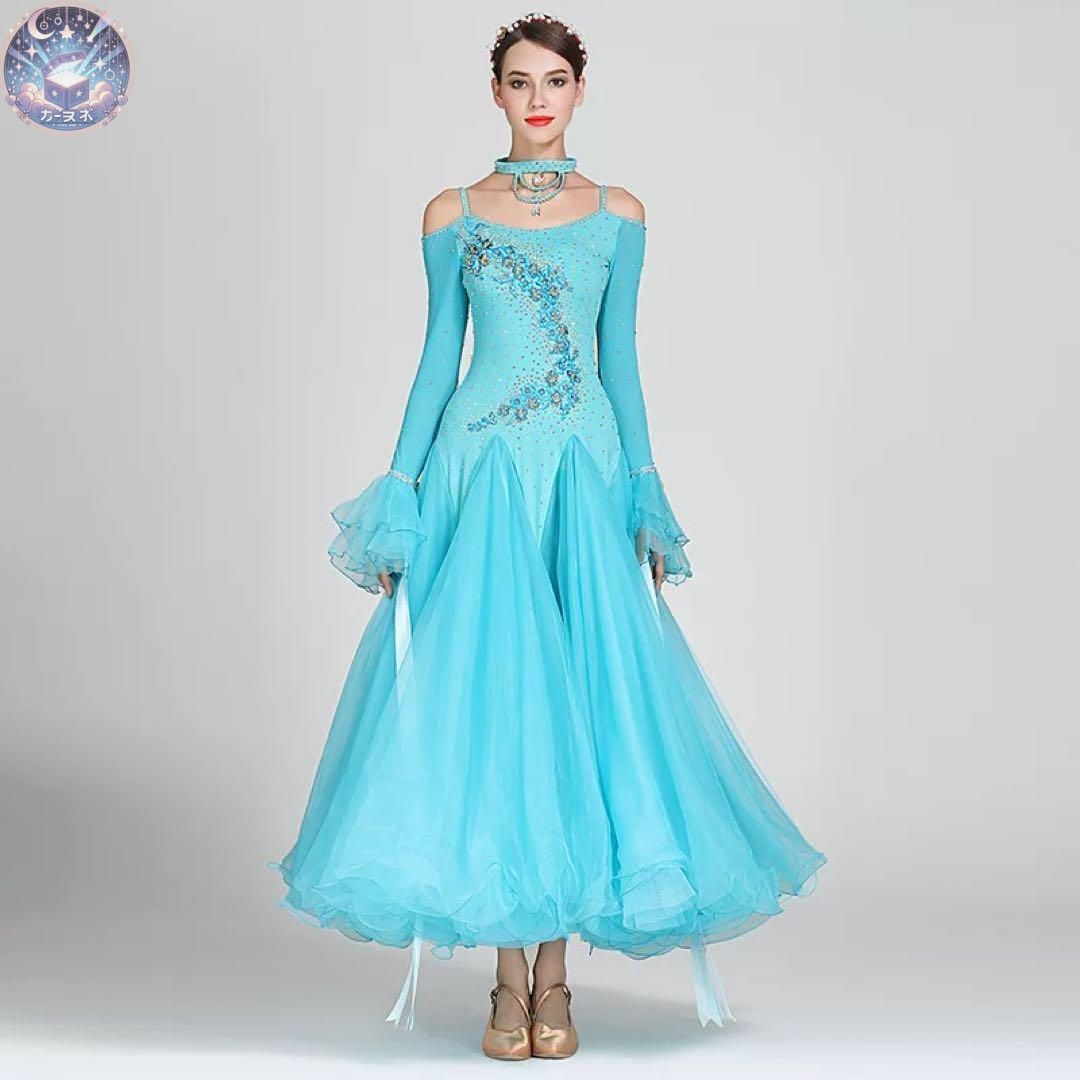♥ 豪華ストーン付スタンダードドレス 競技会や発表会に最適 リボンフロート付き