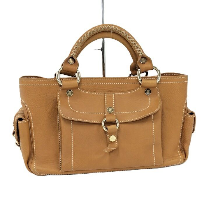 CELINEセリーヌ　ブギーバッグ キャンパス＆レザー　ブラウン/ブラウン　良品 CELINE（セリーヌ） バッグ レディース ブランド ハンドバッグ