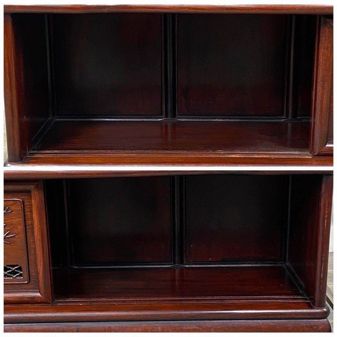 唐木 無垢材 高級 茶棚 花梨 茶箪笥 違い棚 総花梨 飾り棚 GT76 唐木家具 花梨材 総無垢 飾り棚 違い棚 茶棚 茶 タンス