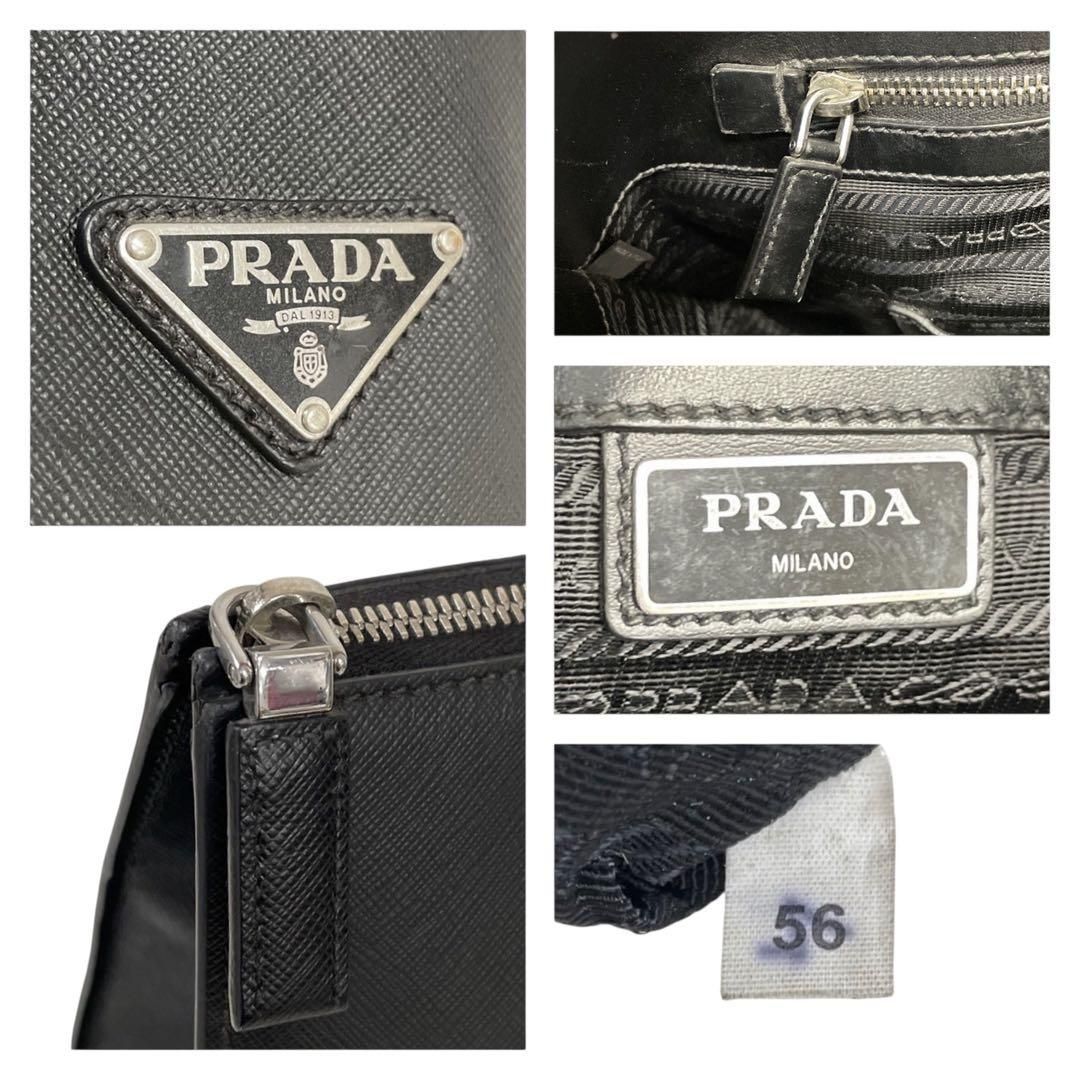 超希少　プラダ　サフィアーノ　三角ロゴ　ビジネスバッグ　ブラック　4994 価格交渉/質問大歓迎♪】超希少 プラダ サフィアーノ 三角ロゴ