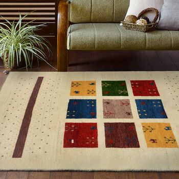 ラグ ギャッべ ラグ マット 約200×200cm GABBEH D19 羊毛 手織り