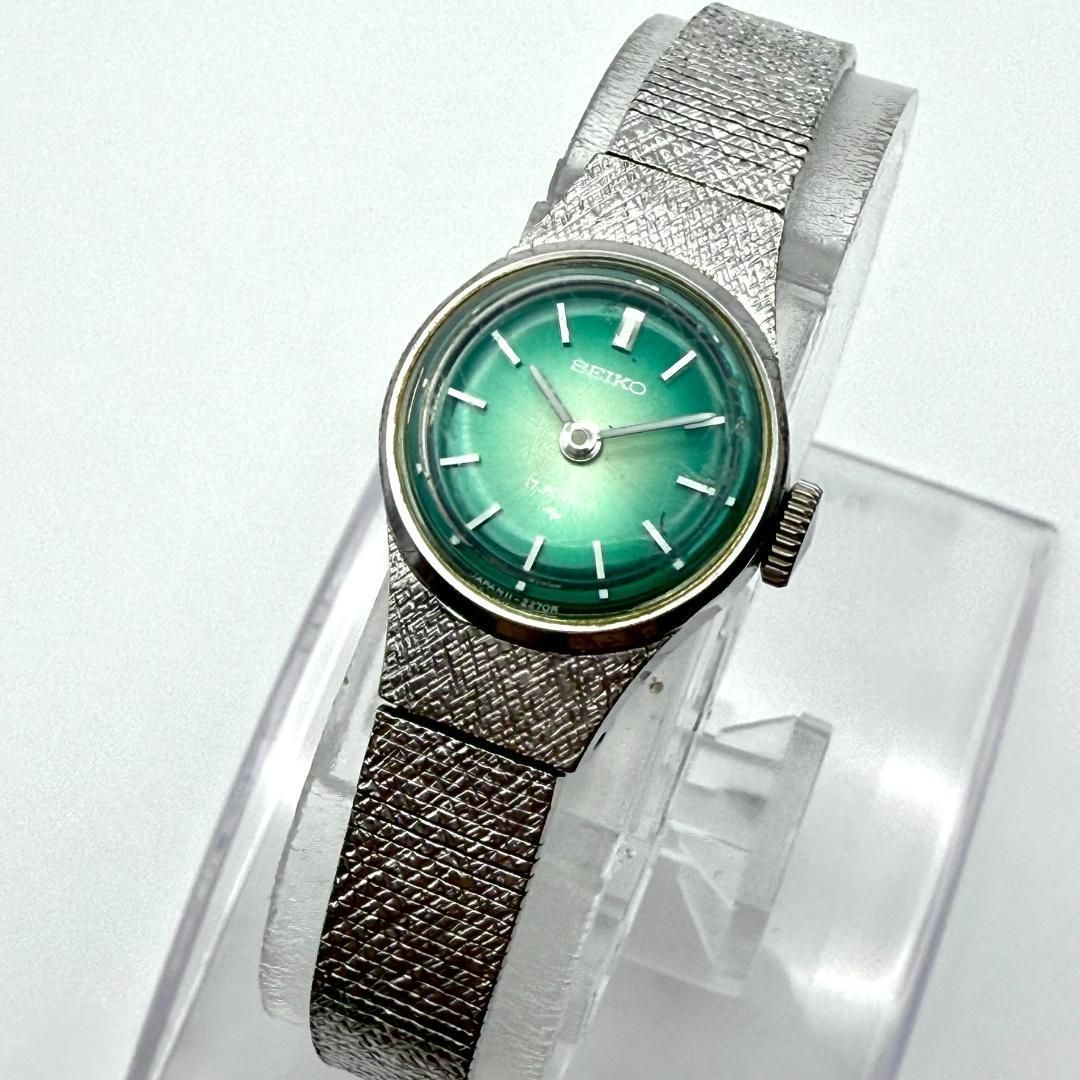 C053【アンティーク・WGP】SEIKO セイコー グリーンダイアル ホワイト 