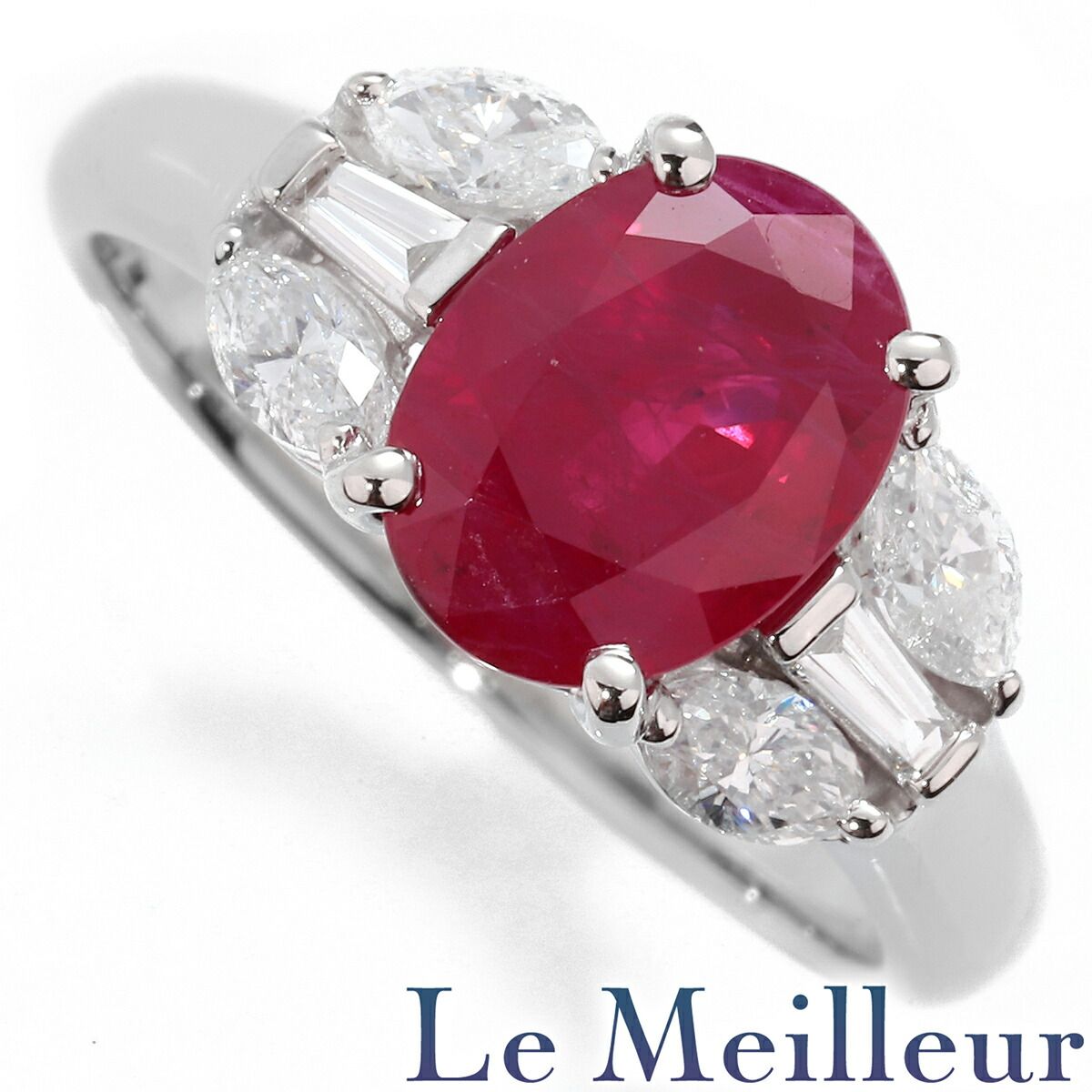リング 指輪 ルビー 2.351ct ダイヤモンド 0.6ct Pt900 12号 中古 