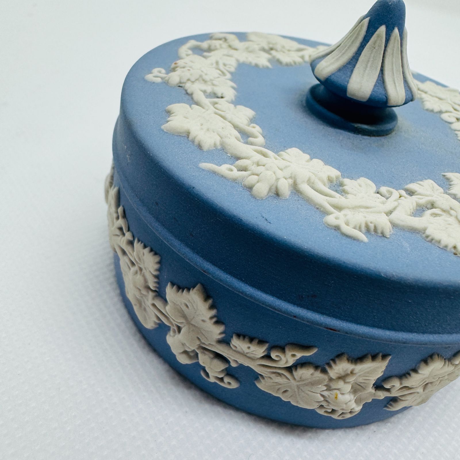S【ヴィンテージ】WEDGWOOD ウェッジウッド ジャスパー ブルー 蓋付き