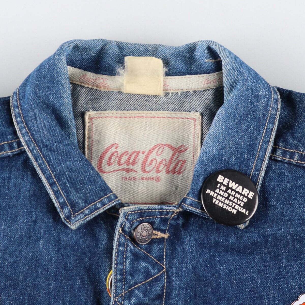 古着 コカコーラ COCA-COLA バッジ付き デニムジャケット Gジャン 