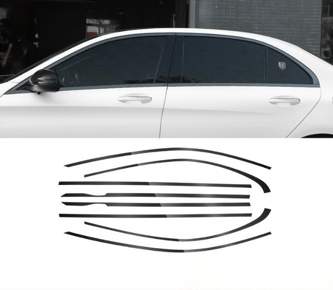 2014-2021年 メルセデス ベンツ Cクラス W205 サイド ドアウィンドウ デコレーション フレームトリム ステンレス 8PセットZYL036 入荷