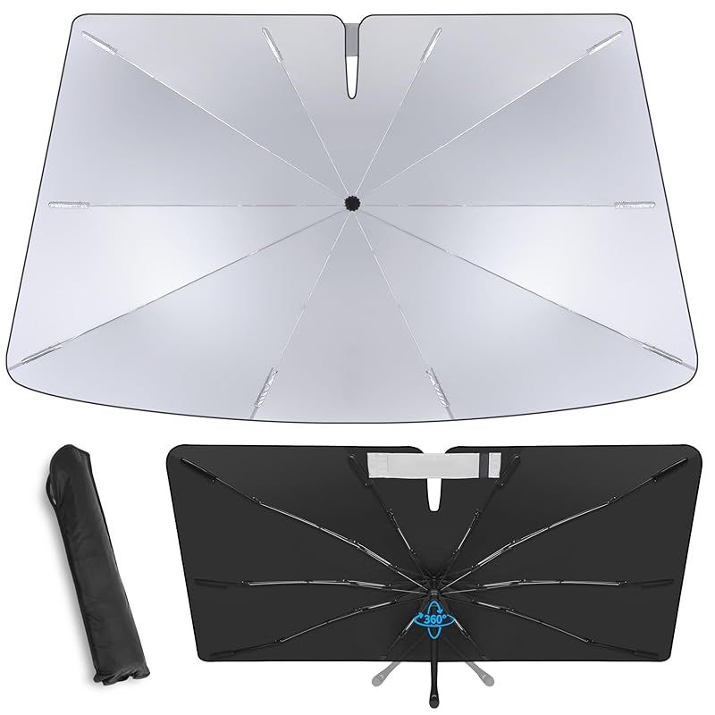 funbank スズキ との互換性あり スペーシア MK53S 傘型 車用サンシェード 360度回転します 10本骨 ガラス繊維 フロントカーサンシェード 遮熱 車用アクセサリー 傘の日よけ UVサンシェード アンブ