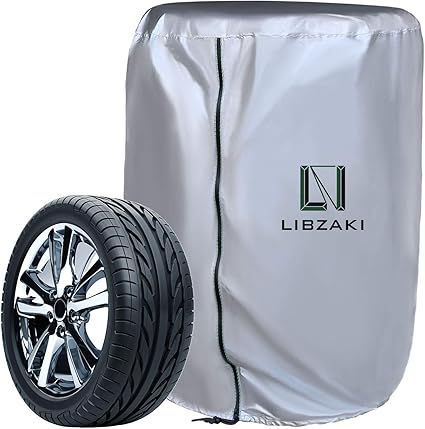 LIBZAKI タイヤカバー 屋外 防水 4本タイヤ保管 210D 幅73*高さ110cm 普通車用（15/16/17/18インチ） シルバー