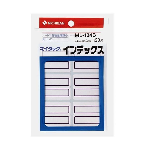 まとめ ニチバン マイタック インデックス紙ラベル 特大 40×34mm 青枠 ML-134B 1セット 1200片 120片×10パック