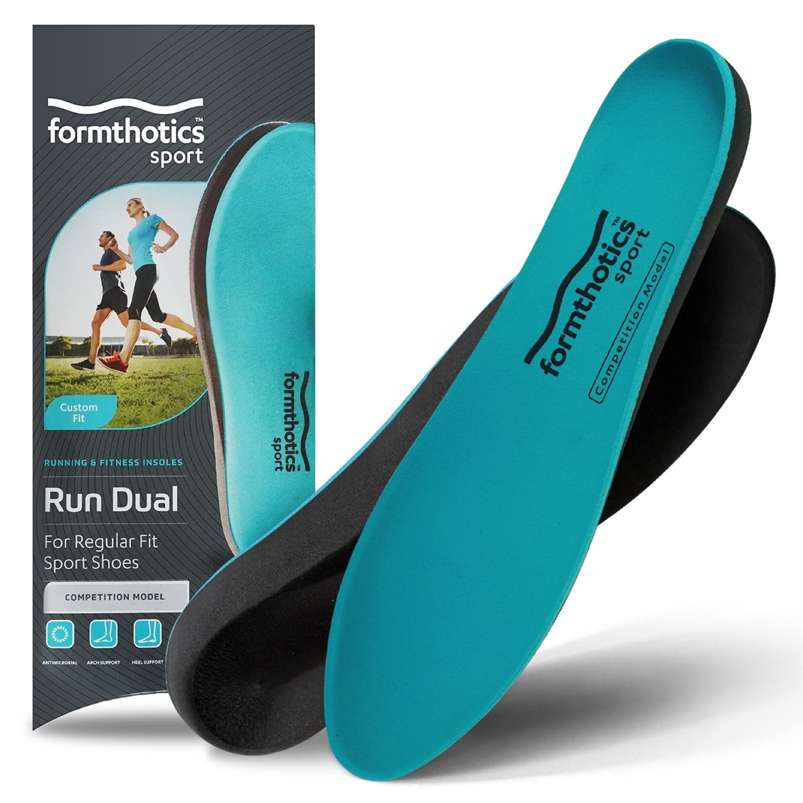 Formthotics ランニング用 スポーツインソール アーチ低め RunDual Competition XS Teal|Charcoal