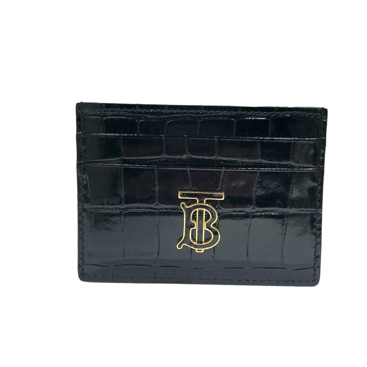 中古】 BURBERRY バーバリー クロコ型押しレザー TBロゴ カードケース 