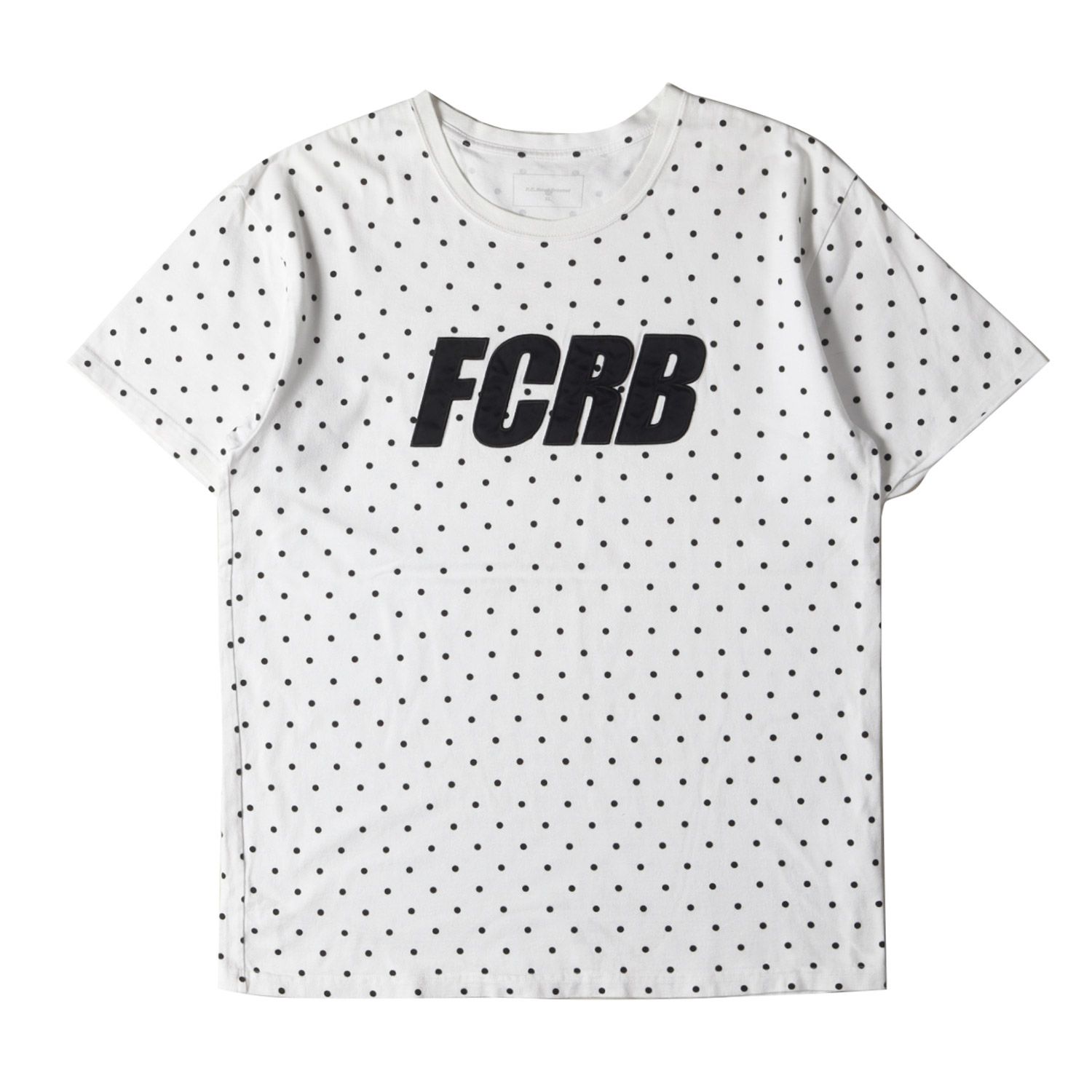 F.C.Real Bristol エフシーレアルブリストル Tシャツ サイズ:XL ロゴワッペン 刺繍 ドット クルーネック 半袖Tシャツ FCRB-156026 ホワイト 白 日本製 トップス カットソー【メンズ】