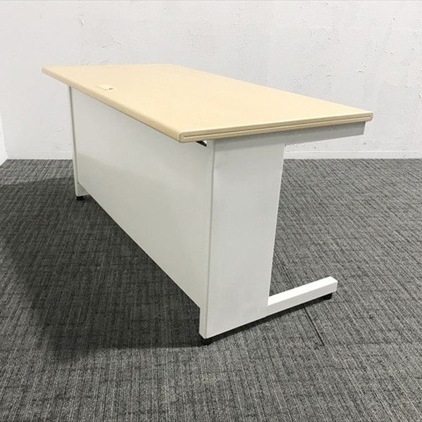 平デスク フラットライン 引出し付 オフィスデスク W1400 プラス メープル