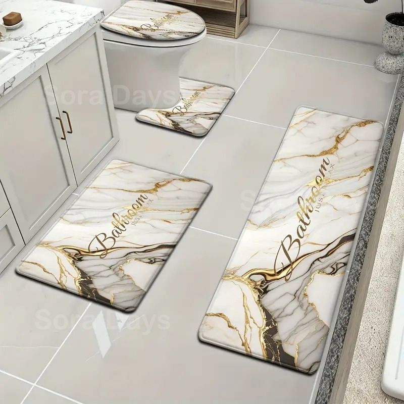  トイレマット バスマット マーブル柄 4点セット エレガント おしゃれ かわいい インテリア 北欧 滑り止め 大理石風 35 42 cm 45 38 74 120 トイレ用マット トイレ用品