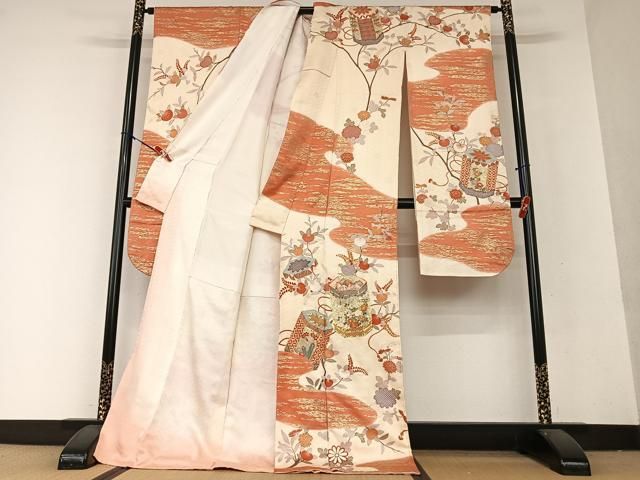 平和屋着物○十日町老舗ブランド 吉澤友禅 吾妻徳穂 振袖 駒刺繍