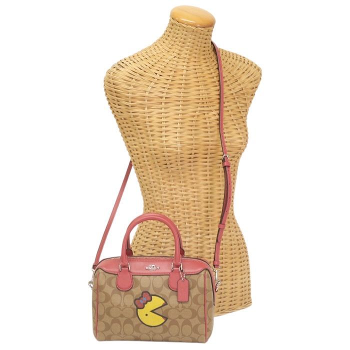 【Aランク】 コーチ COACH ミニ ベネット サッチェル PVC / レザー パックマンコラボ F73670 ハンドバッグ 手提げかばん 2WAYバッグ 肩掛け ミニボストン レディース カーキ / オレンジ 正規品 美品 中古 mbj10001 コーチ COACH ミニ ベネット サッチェル PVC / レザー パックマン
