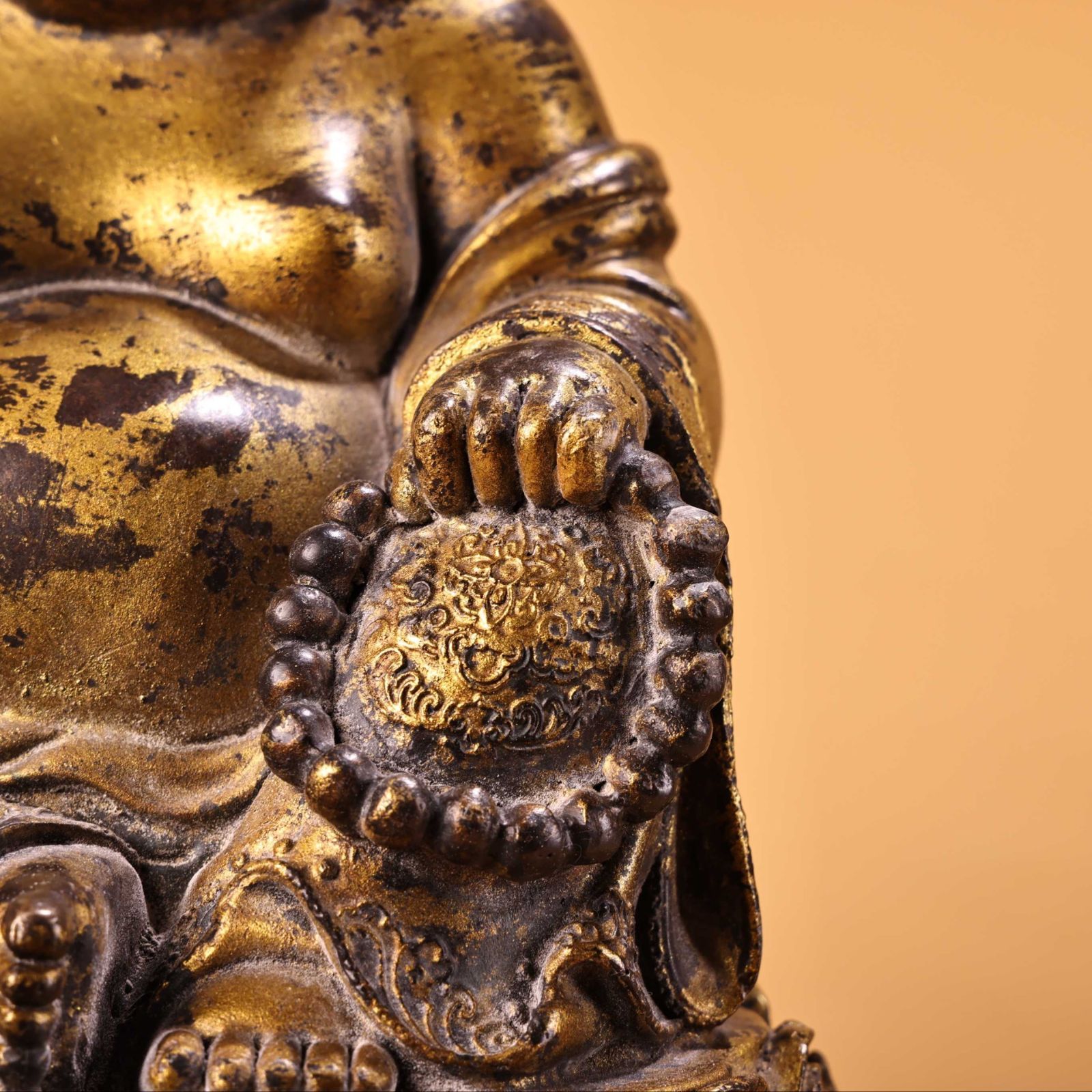 銅製・塗金・大肚彌勒仏・仏像・宗教・仏教古美術・供養品』極細工