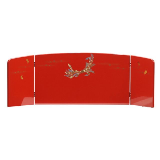 アウトレット品 インテリア 屏風単品 ショップ 13号 赤塗 のしめ柄 三