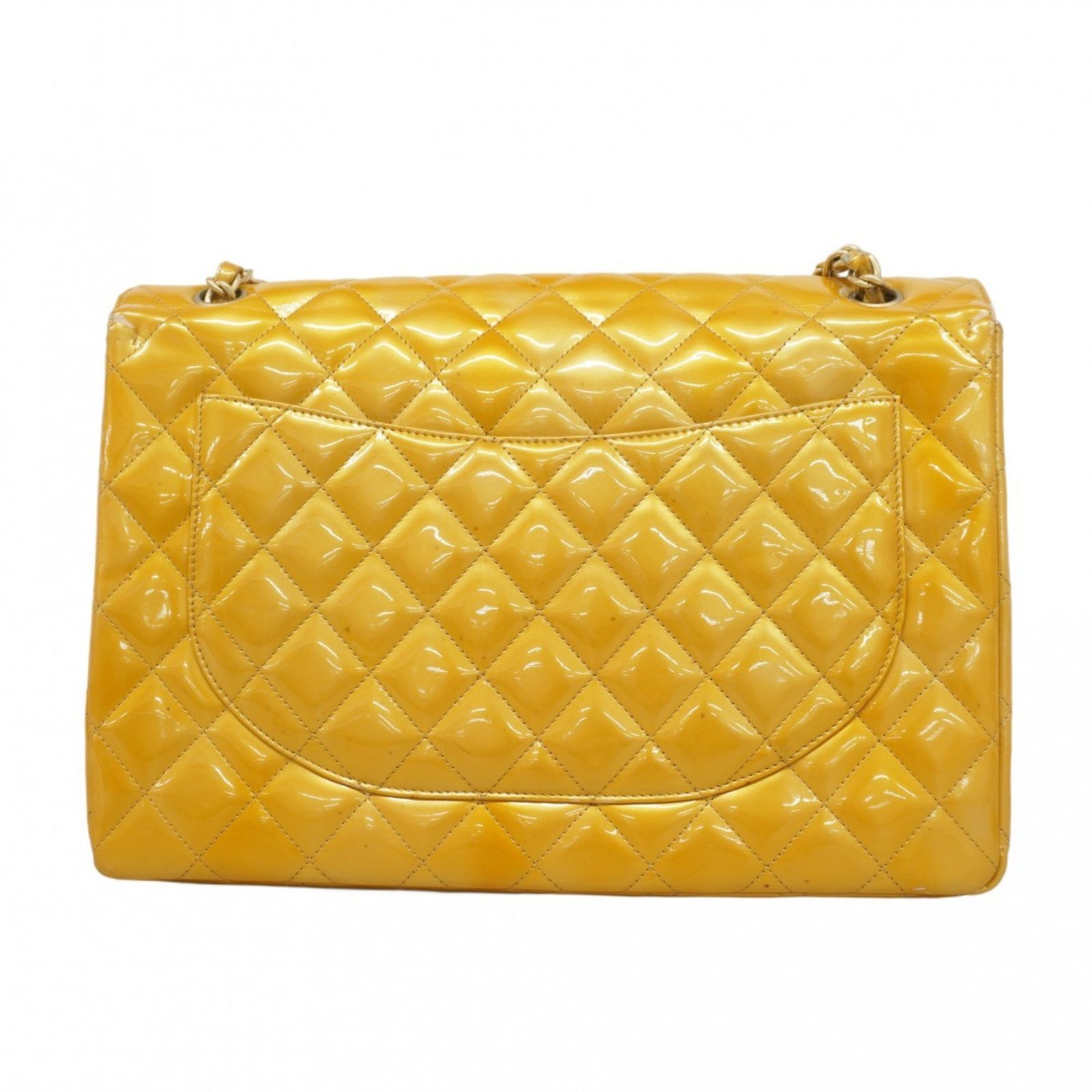 CHANEL イエロー ショルダーバッグ　エナメル　パテント シャネル(Chanel) シャネル ショルダーバッグ デカマトラッセ W