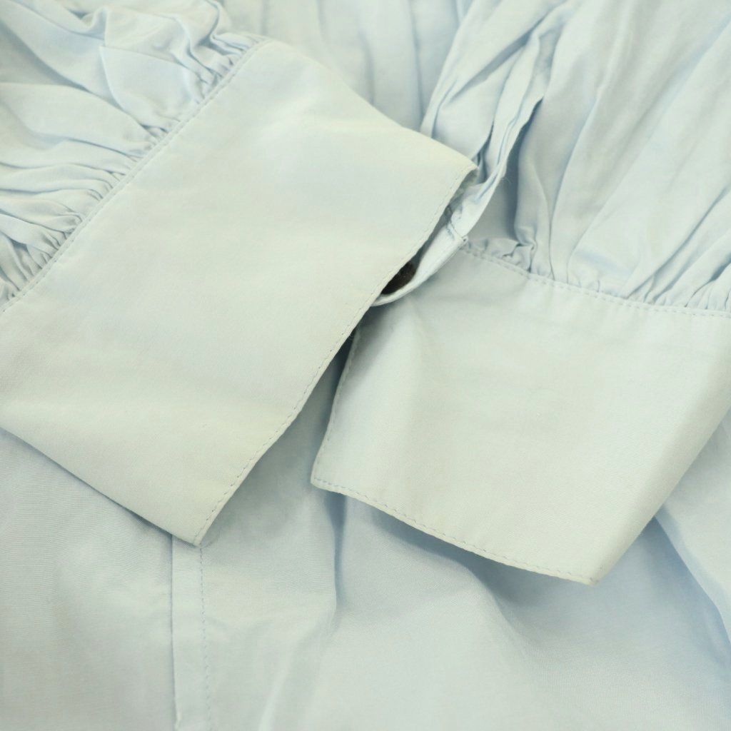  エブール ebure コットンシルク サテンブラウス シャツ プルオーバー 38 ライトブルー DF OS SH 長袖 シャツ ブラウス