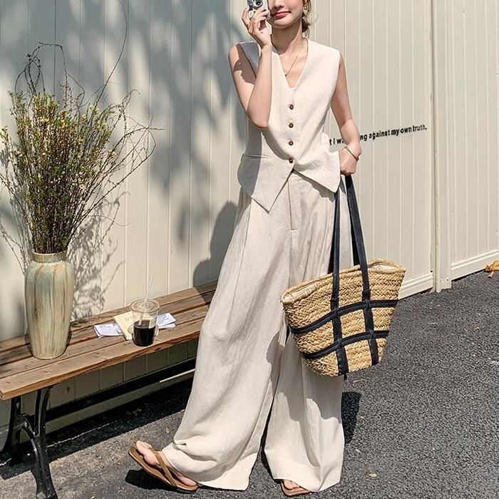 セットアップ 2点セット トップス ベスト ジレ パンツ
