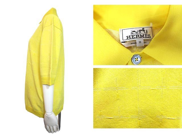 【未使用】【新古品】HERMES エルメス トップス ポロシャツ ユニセックス イエロー 春夏 Mサイズ レディ―ス 半袖 未使用】【新古品】HERMES エルメス トップス ポロシャツ ユニ