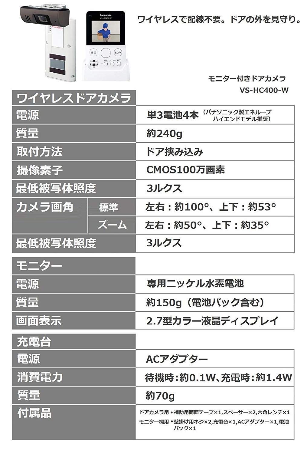 モニター付きドアカメラ