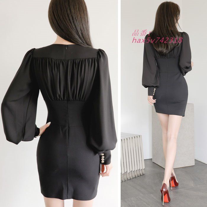 ウエスト2連ボタン Vネック胸元開き