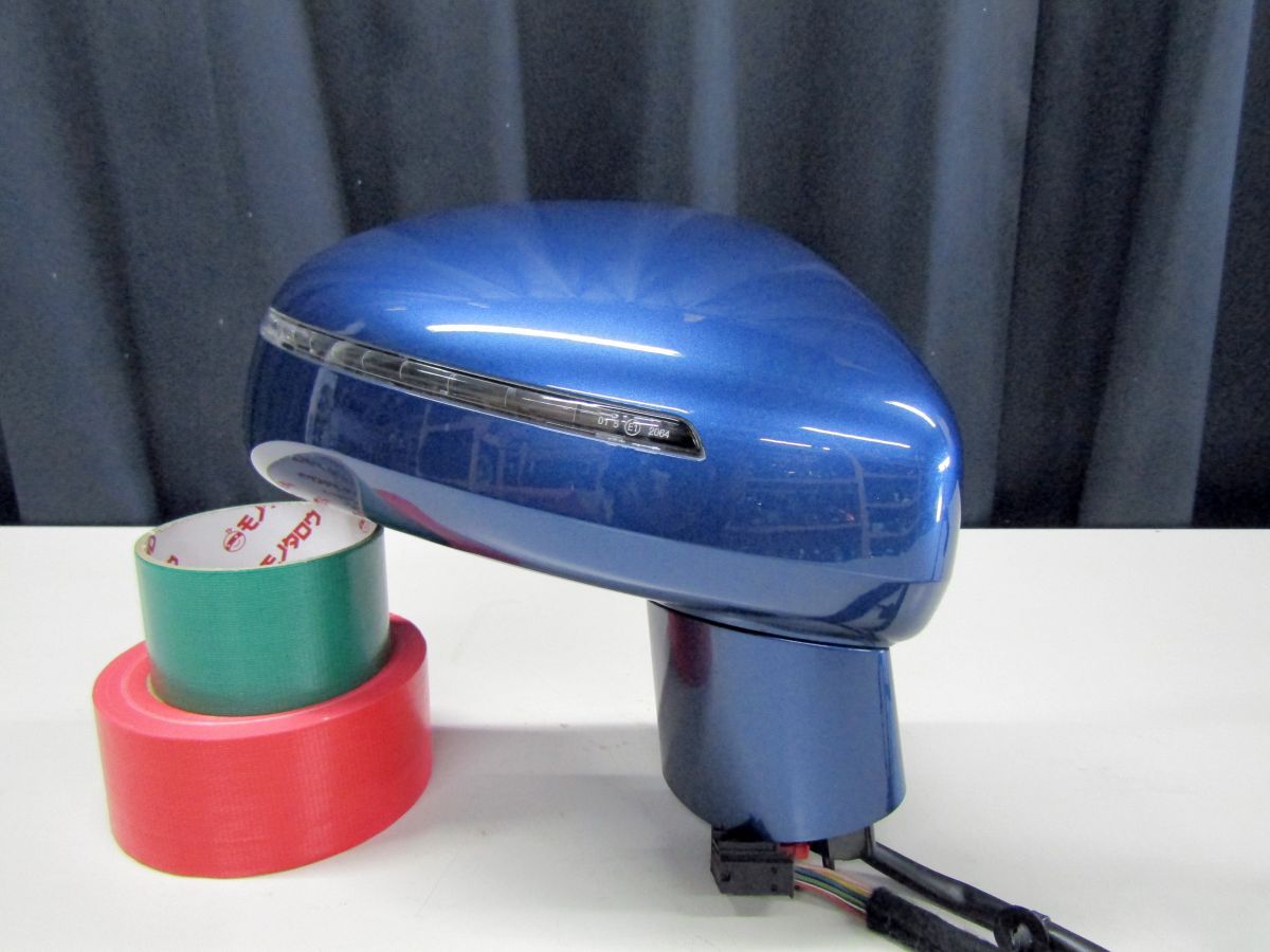 アウディ 8J TTクーペ 純正 右 ドアミラー 10P 8JBWA 右ハンドル車 青 LZ5C