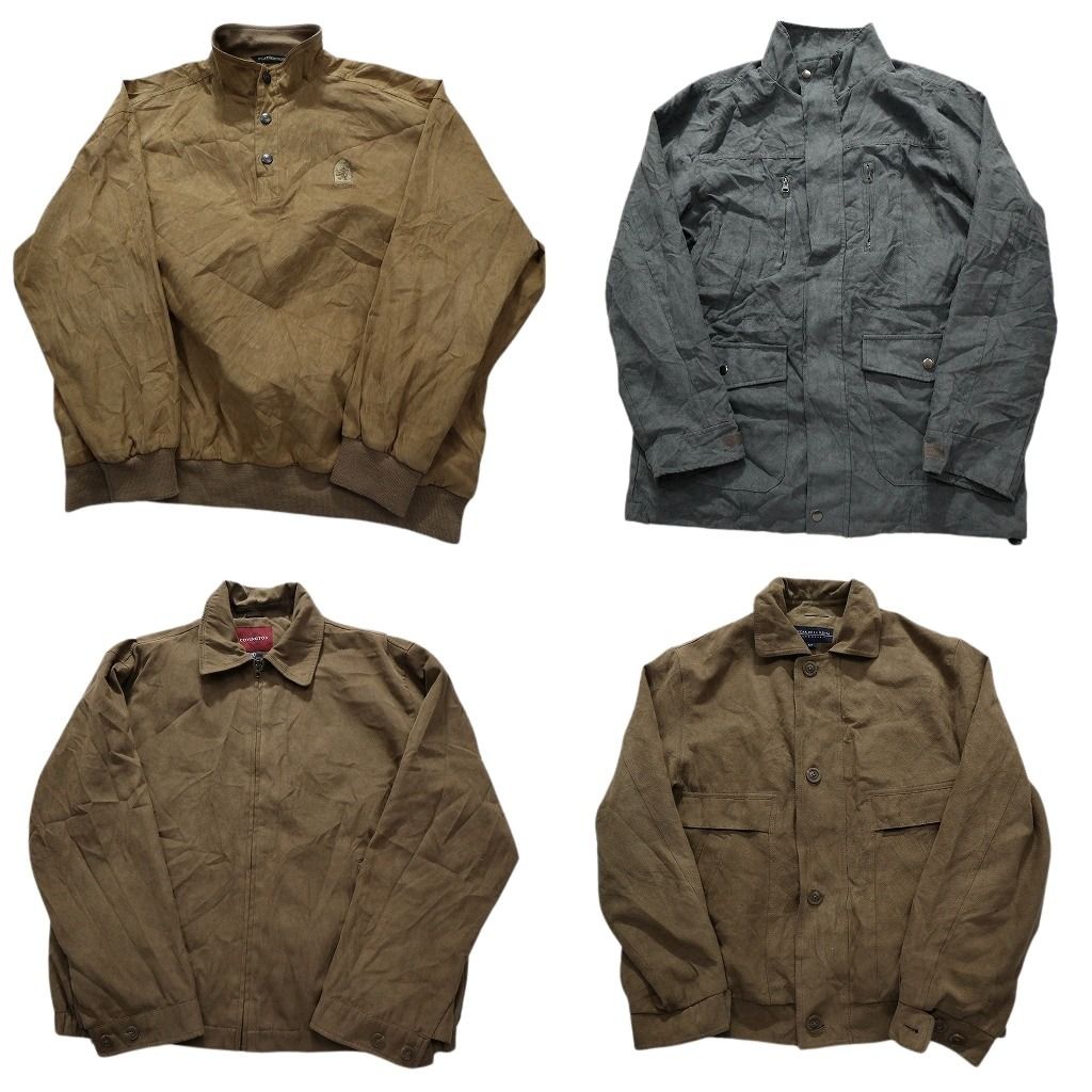 古着卸 まとめ売り フェイクスエード ジャケット 4枚セット (メンズ L /S ) スイングトップ マルチポケット ハーフボタン 中古 古着 MY5653