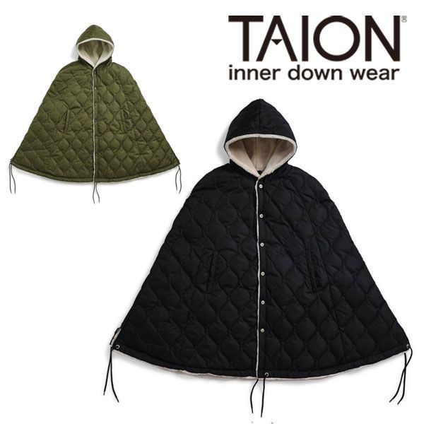 taion ミリタリーダウンポンチョ ブラック✖️ブラック（TAION