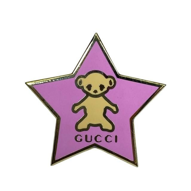 未使用】GUCCI グッチ ブローチ ピンブローチ アクセサリー 小物 星型 スター クマ モチーフ ロゴ GP ゴールド ピンク - メルカリ