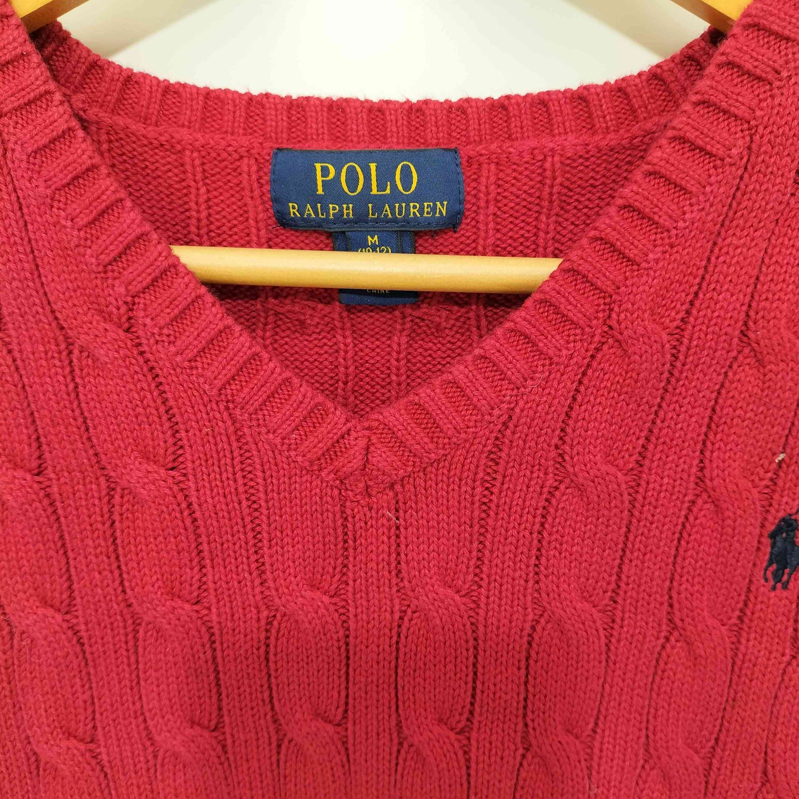 【新品未使用タグ付】ラルフローレン ケーブルニット ニットベスト S ポニー刺繍 ケーブルニット コットン セーター ベスト