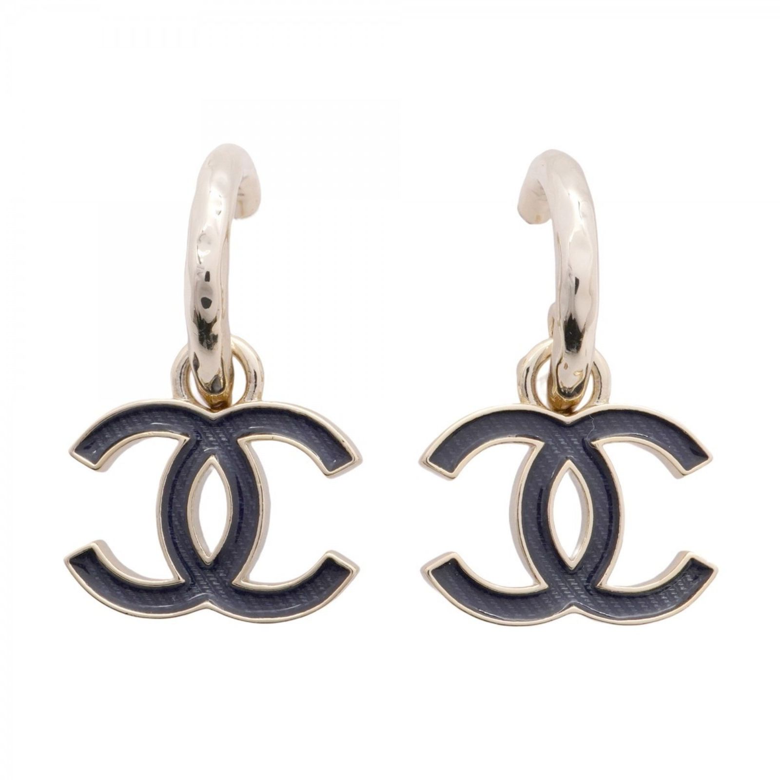 シャネル Chanel シャネル ピアス ココマーク GPメッキ シャンパンゴールド ブラックレディース