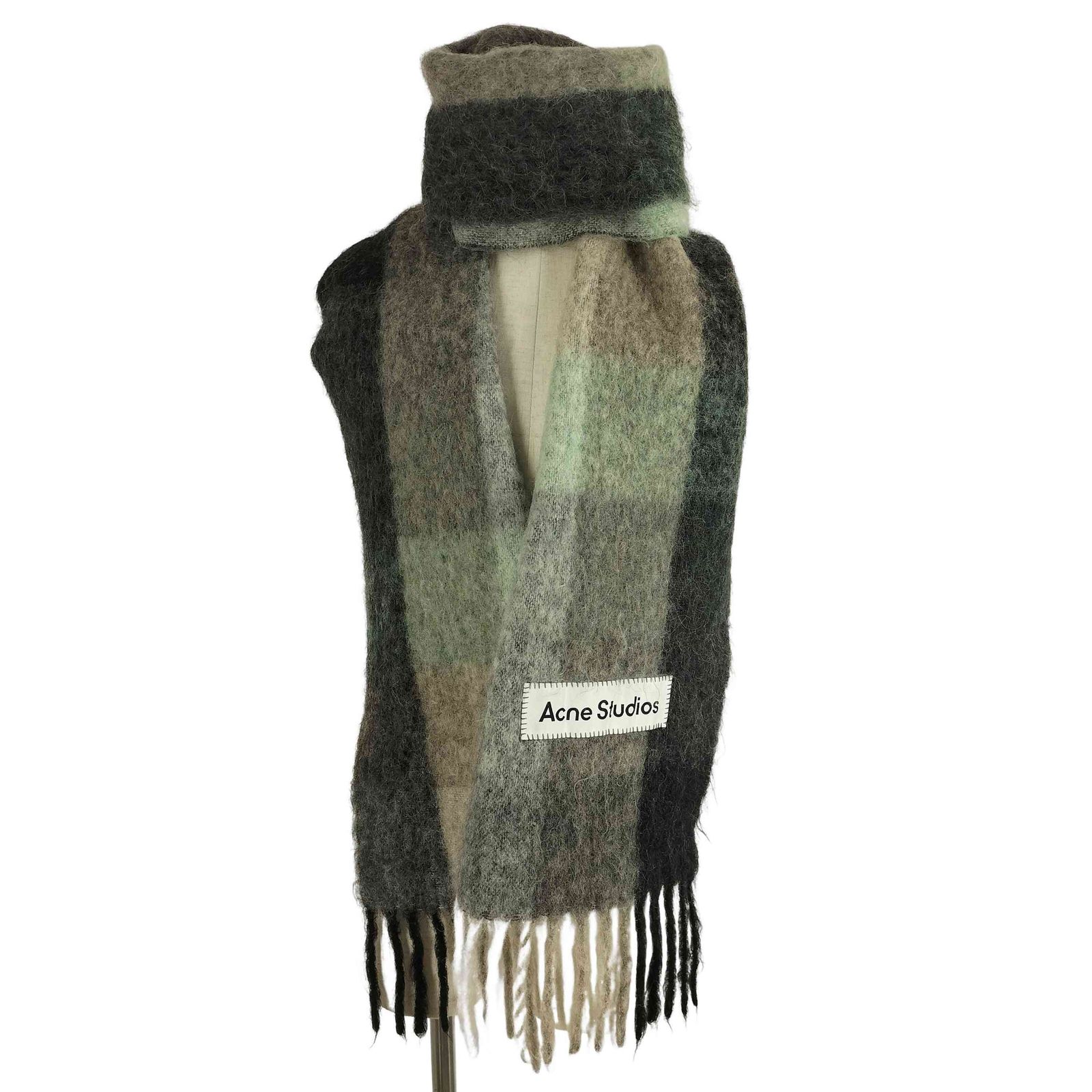 ACNE STUDIOS アクネストゥディオズ 緑オレンジ系チェック柄 マフラー