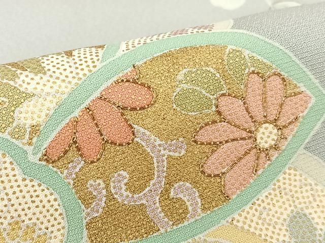 平和屋着物○訪問着 友禅 駒刺繍 舞花文 金彩 正絹 逸品 AAAV7462zg